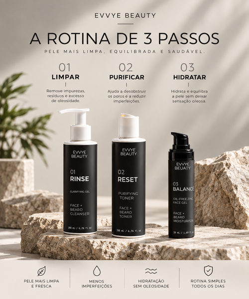 EVVYE MEN — A Rotina de 3 Passos